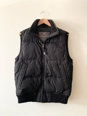 NEW Rare Y2K American Eagle Outfitters Black Down Mix Puffer Vest